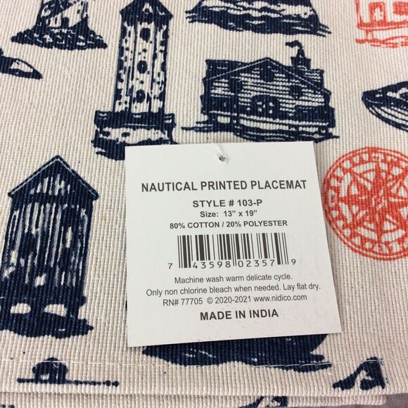 Home Concepts Canvas Placemats COASTAL/LIGHTHOUSE/NAUTICAL Multicolored Set Of 4 - Picture 3 of 5